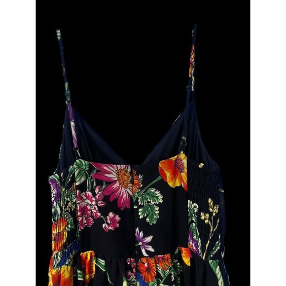 EXPRESS Floral Maxi Dress WOMEN Black Multicolor XS Cutout Front Spaghetti Strap - Picture 6 of 8